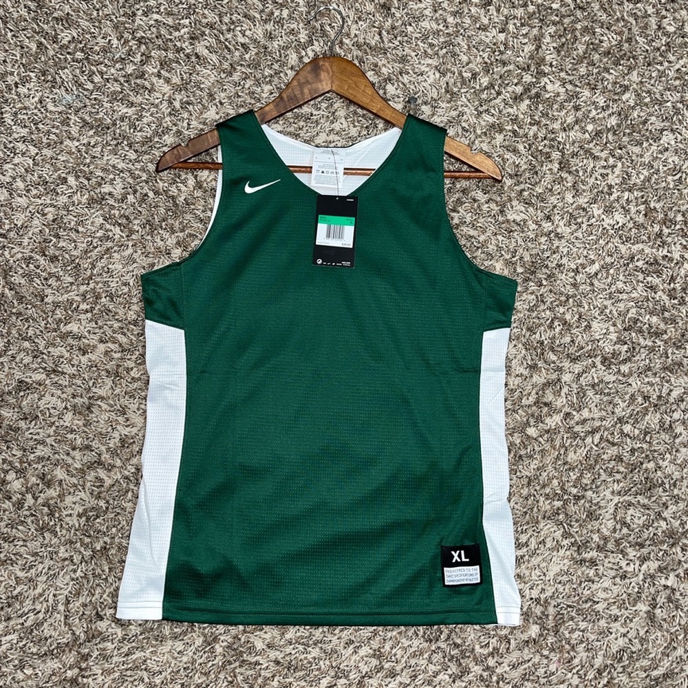NWT Nike Boys Reversible Basketball Tank Training Practice Green White Size XL
